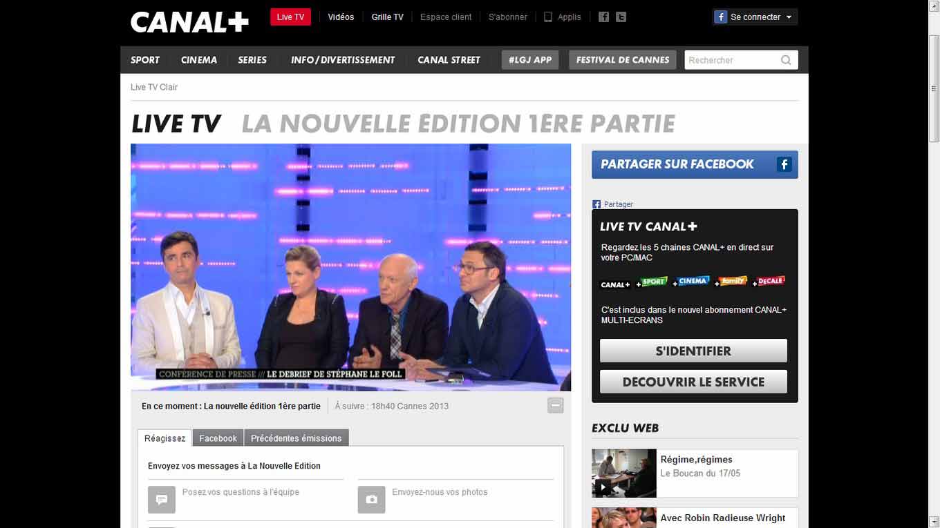 Canal+ en live sur internet